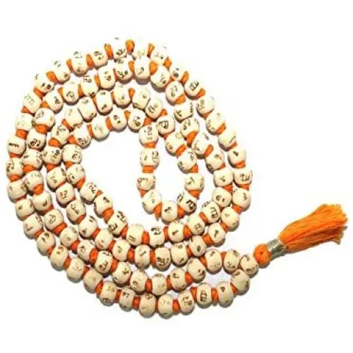 IS4A White Tulsi Japa Mala 108+1 8mm Hare Rama Hare Krishna Beads IS4A White Tulsi Japa Mala 108+1 8mm Hare Rama Hare Krishna Beads