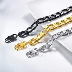 PROSTEEL Men Women Children Stainless Steel Figaro Link Chain Bracelet 6mm/9mm/13mm 7.5/8.3