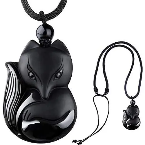 COMPONALL Fox Obsidian Necklace for Women,Fox Jewelry for Girls Gemstone Necklaces Pendant for Women Healing Crystal Necklace Protection Amulet Charm for Girls COMPONALL Fox Obsidian Necklace for Women,Fox Jewelry for Girls Gemstone Necklaces Pendant for Women Healing Crystal Necklace Protection Amulet Charm for Girls