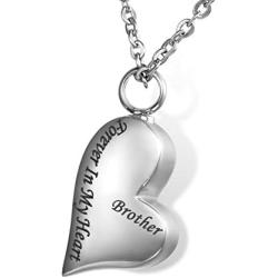 HOUSWEETY''Forever in My Heart Brother'' Cremation Jewelry Keepsake Memorial Urn Necklace