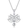 BORUO Sterling Silver Necklaces, 925 Silver Necklaces with Pendant Lotus Flower Yoga Heart Box Chain for Women Charm Jewelry