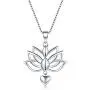 BORUO Sterling Silver Necklaces, 925 Silver Necklaces with Pendant Lotus Flower Yoga Heart Box Chain for Women Charm Jewelry