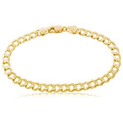 The Diamond Deal Mens Solid 14K Yellow Gold Shiny Cuban Comfort Curb Chain Bracelet with Lobster-Claw Clasp (7'',8.5'' or 10 inch)