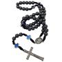 TALISMAN4U Black Hematite Beads Catholic Rosary Divine Mercy Medal Blue Cross Father Bead Religious Jewelry Gift Box