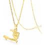 U7 Nation Map Pendant Patriotism Jewelry 18K Gold Plated Necklace Pendant with Adjustable Rolo Chain