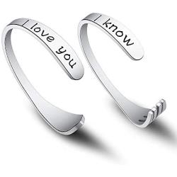 KUIYAI I Love You I Know Couple Fork Cuff Bracelet Star War Christmas Valentines Day Gift