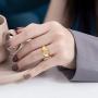 yfstyle 18k Gold Plated Cubic Zircon Engagement Ring for Women Girls Chunky Dome Band Ring Minimalist Promise Rings Baroque Style Round Signet Ring Size 6-10 Jewelry Gift