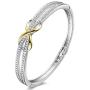 Angelady Silver Plated Wide Bangle Bracelet for Women Girls, Infinity Lucky Endless Love Bangle, Birthday Mothers Day Gift for Mom Wife Girlfriend Daughter