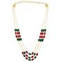 Efulgenz Indian Multi Layered Bollywood Red Green Faux Ruby Emerald Pearl Beads Wedding Bridal Necklace Earrings Jewelry Set (Multicolor)