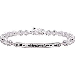 ALOV Jewelry Sterling Silver Mother and Daughter Forever Love Cubic Zirconia Bracelet