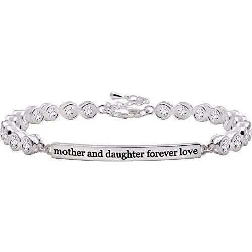 ALOV Jewelry Sterling Silver Mother and Daughter Forever Love Cubic Zirconia Bracelet ALOV Jewelry Sterling Silver Mother and Daughter Forever Love Cubic Zirconia Bracelet