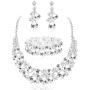 JOERICA Crystal Bridal Jewelry Set Rhinestone Choker Necklace Bracelet and Earrings Set for Women Bridesmaid Wedding Jewelry