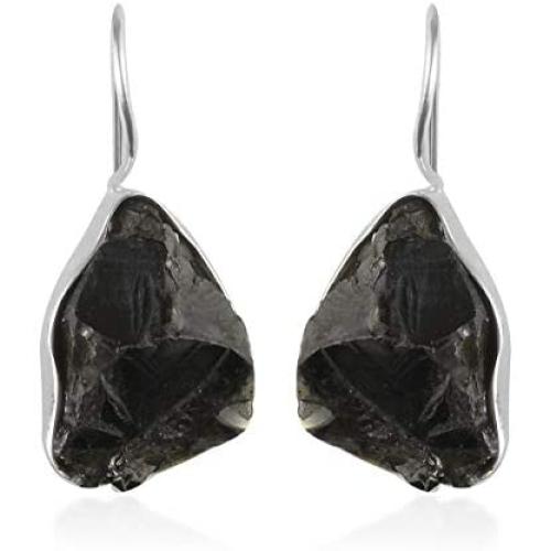 Shop LC 925 Sterling Silver Healing Pain Relief Black Rough Cut Karelian Shungite Dangle Drop Earrings Prom Jewelry for Women Mothers Day Gifts