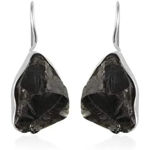Shop LC 925 Sterling Silver Healing Pain Relief Black Rough Cut Karelian Shungite Dangle Drop Earrings Prom Jewelry for Women Mothers Day Gifts