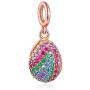 FOREVER QUEEN Easter Egg Charm, 925 Sterling Silver Colorful Happy Easter Faberge Egg Pendant Dangle Charm Bead fit Bracelet Necklace for Women Girls Mother Children