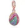 FOREVER QUEEN Easter Egg Charm, 925 Sterling Silver Colorful Happy Easter Faberge Egg Pendant Dangle Charm Bead fit Bracelet Necklace for Women Girls Mother Children