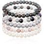 Set Of 5 Genuine Freshwater Cultured 7mm Multicolored Pearl Stretch Bracelets 7.5''