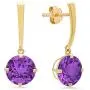 Certified 14k White or Yellow Gold Solitaire Round-Cut Gemstone Drop Earrings (8mm)