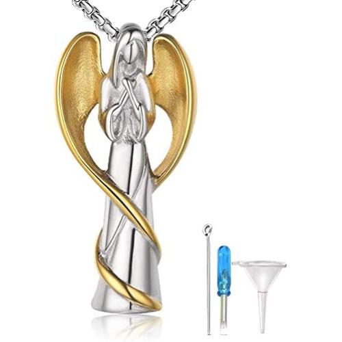 Cremation Ashes Jewelry Keepsake Memorial Urn Necklace Guardian Angel Has You in Her Arms