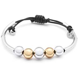 Lizzy James Compassion Adjustable Leather Bracelet with Silver and Gold Plated Beads