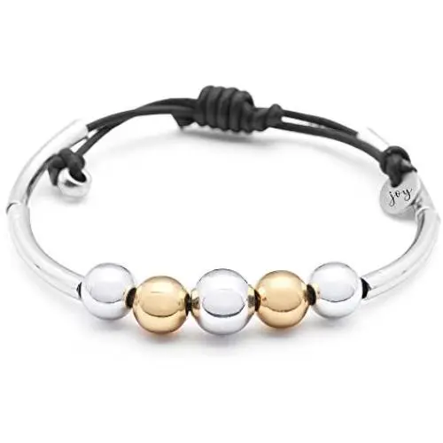 Lizzy James Compassion Adjustable Leather Bracelet with Silver and Gold Plated Beads Lizzy James Compassion Adjustable Leather Bracelet with Silver and Gold Plated Beads