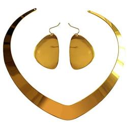 High Polished Halloween Princess Custome Jewelry Set Dainty Gold Choker Necklace Statement Danlge Earrings for Women Gilrs Cosplay Party Gift