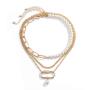 Denifery Bohemia Layered Choker Necklace Pearl Necklace Charm Pendant Choker Chunky Link Chain Dancing Party Travel Costume Jewelry for Women and Girls (Gold A)