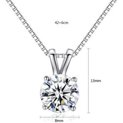 Arain 18K White Gold Plated Cubic Zirconia Necklace for Women-2 Carat CZ Solitaire Pendant Necklace