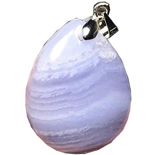DUOVEKT Necklace Pendant Natural Blue Lace Agate Jewelry for Women Man Crystal 27x21x9mm Stone Water Drop Beads Gemstone AAAAA