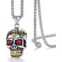 Moolee Mens Stainless Steel Pendant Necklace Gothic Skull Pendant with 24 Inches Link Chain
