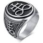 XUANPAI Retro Unisex Leviathan Cross Satanic Ring Brimstone Occult Symbol Signet Band