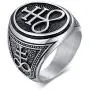 XUANPAI Retro Unisex Leviathan Cross Satanic Ring Brimstone Occult Symbol Signet Band