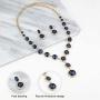 SP Sophia Collection Elegant Womens Round Austrian Crystal Rhinestone Drop Necklace and Stud Post Dangle Earrings Jewelry Set
