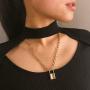 Lock Necklace for Women Men Lock Chain Necklace Gold Padlock Necklace Punk Necklace Jewelry Gift