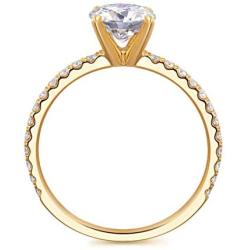 HAFEEZ CENTER 14K Gold 1ct Petite Shared Prong Comfort Fit D-E Color Moissanite Engagement Ring