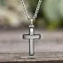 Steve Madden Oxidized Stainless Steel Cross Necklace for Men 24 Inch Curb Chain Steve Madden Oxidized Stainless Steel Cross Necklace for Men 24 Inch Curb Chain