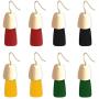 coadipress 4 Pairs Matte Statement Curved Earrings Set for Women Girls Fashion Yellow Black Paint Gold Metal Geometric Dangle Drop Earrings Jewelry Gifts