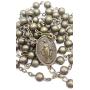 Nazareth Store Metal Beads Combat Rosary Necklace St Therese Virgin Of The Smile Medal with Crucifix Vintage Design - Velvet Bag