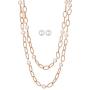 Jones New York Gold Two Twisted Chain White Pearls Necklace and Earrings Set
