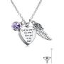 Cat Eye Jewels Memorial Cremation Urn Necklace Keepsake Angel Wing Heart Pendant Ash Holder Necklaces for Ashes for Men Women with Funnel Kit