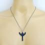 Heavy Metal Gothic Jewelry Devils tuning Pitch fork Pitchfork Trident Black Pewter Mens Pendant Necklace Money Lucky Charm Protection Amulet Safe Travel Talisman for men Silver Stainless steel Chain
