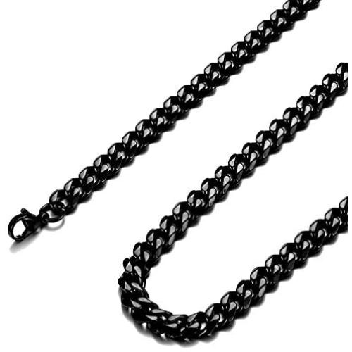 jonline24h Mens Stainless Steel Necklace Chain 18-30inches, Black, 6.5mm