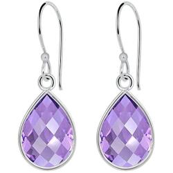 Orchid Jewelry 2.25 CTW Natural 12X8MM Pear Purple Amethyst 925 Sterling Silver Dangle Earrings For Women – A February Birthstone Gemstone- A Beautiful Pair For Little Girls and Lovely Ladies