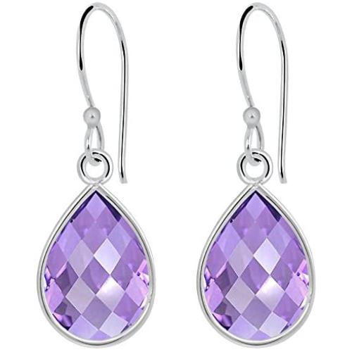 Orchid Jewelry 2.25 CTW Natural 12X8MM Pear Purple Amethyst 925 Sterling Silver Dangle Earrings For Women – A February Birthstone Gemstone- A Beautiful Pair For Little Girls and Lovely Ladies