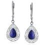 Bali Style Semi Precious Gemstone Pear Shaped Leverback Scroll Filigree Teardrop Drop Dangle Earrings For Women .925 Sterling Silver