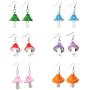 6 Pairs Cute Polka Dot Mushroom Dangle Earrings Funny Simulation Mushroom Resin Drop Earrings Colorful Fresh Resin Mushroom Shape Pendant Earrings Set for Women Girls Jewelry