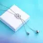 Long Necklace S925 Sterling Silver Tassel Round Ball Necklace for Women, 30 inches