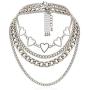 Simple Hearts Necklace Lolita Choker Chain for Girls Women Layered Cuban Chunky Chain Necklace Chic Style Wedding Dress Jewelry (Silver 1)