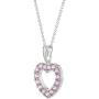 In Season Jewelry Rhodium Plated Love CZ Pink Heart Necklace Pendant Girls Kids 16''