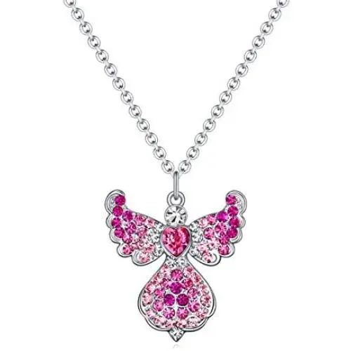 Angel Necklace Charm for Women Teen Girls,Cute Angel Wing Necklace White Gold Plated with Crystal Angel Necklace Charm for Women Teen Girls,Cute Angel Wing Necklace White Gold Plated with Crystal